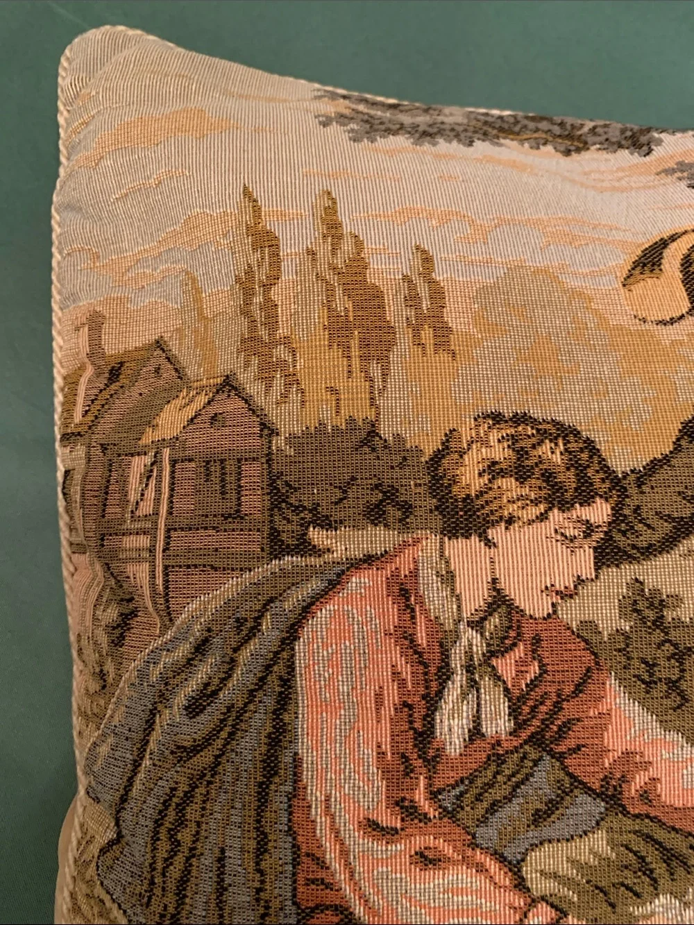VTG French Pastoral Tapestry Velvet Backing Formal Old World Luxury  History